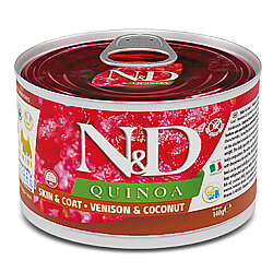 ND 2406 Quinoa Mini Skin&Coat Deri Tüy Sağlığı Kinoa ve Geyikli Köpek Konservesi 140 Gr - N&D