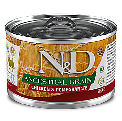 ND 2437 Mini Düşük Tahıl Tavuk Etli ve Narlı Küçük Irk Köpek Konservesi 140 Gr - N&D