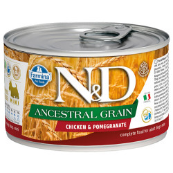 N&D (Naturel&Delicious) - ND 2437 Mini Düşük Tahıl Tavuk Etli ve Narlı Küçük Irk Köpek Konservesi 140 Gr