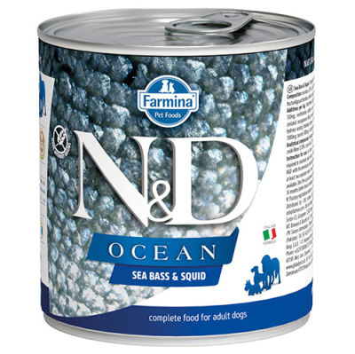 ND 2482 Ocean Levrek ve Mürekkep Balıklı Köpek Konservesi 285 Gr