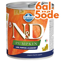 ND 2550 Puppy Balkabaklı Kuzu Etli ve Yaban Mersini Yavru Köpek Konservesi 285 Gr - 6 Al 5 Öde - N&D