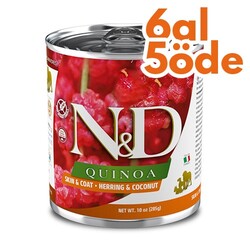 N&D (Naturel&Delicious) - ND 2635 Quinoa Skin&Coat Deri Tüy Sağlığı Kinoa, R.Balığı, H. Cevizli Köpek Konservesi 285 Gr - 6 Al 5 Öde