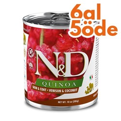 N&D (Naturel&Delicious) - ND 2659 Quinoa Skin&Coat Deri Tüy Sağlığı Kinoa ve Geyikli Köpek Konservesi 285 Gr - 6 Al 5 Öde