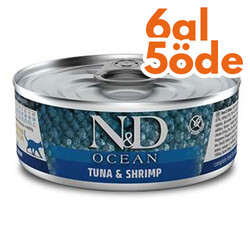 N&D (Naturel&Delicious) - ND 2888 Ocean Ton Balıklı ve Karidesli Kedi Konservesi 80 Gr - 6 Al 5 Öde