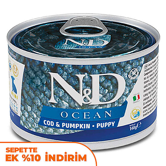 ND 2925 Puppy Mini Ocean Morina Balık ve Balkabaklı Yavru Köpek Konservesi 140 Gr - 1