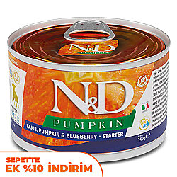 ND 2932 Starter Mini Pumpkin Balkabaklı Kuzu ve Yaban Mersini Yavru Köpek Konservesi 140 Gr - N&D