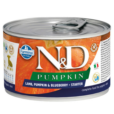 ND 2932 Starter Mini Pumpkin Balkabaklı Kuzu ve Yaban Mersini Yavru Köpek Konservesi 140 Gr - 1