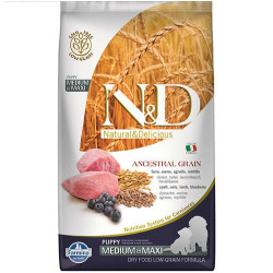 N&D (Naturel&Delicious) - ND Düşük Tahıllı Kuzu ve Yaban Mersinli Orta ve Büyük Irk Yavru Köpek Maması 12 Kg