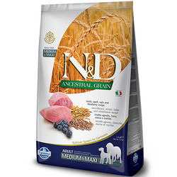 N&D (Naturel&Delicious) - ND Düşük Tahıl Kuzu Yaban Mersini Orta ve Büyük Irk Köpek Maması 2,5 Kg + Temizlik Mendili