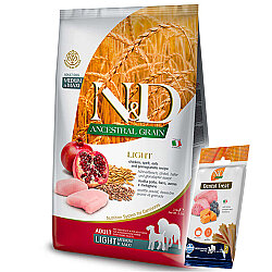 ND Düşük Tahıl Light Orta ve Büyük Irk Tavuk Nar Köpek Maması 2,5 Kg + ND Köpek Ödülü - N&D