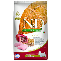 N&D (Naturel&Delicious) - ND Düşük Tahıl Mini Light Küçük Irk Tavuk Nar Köpek Maması 2,5 Kg 