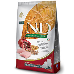 N&D (Naturel&Delicious) - ND Düşük Tahıl Tavuk Nar Orta ve Büyük Irk Yavru Köpek Maması 12 Kg + 4 Adet Temizlik Mendili