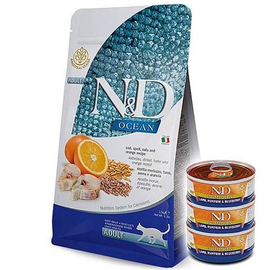ND Düşük Tahıllı Balık Portakal Kedi Maması 10 Kg + 3 Adet ND Konserve 70 Gr - 1