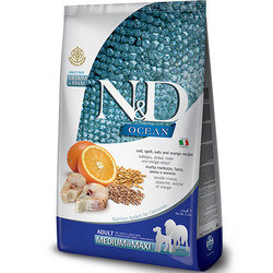 N&D (Naturel&Delicious) - ND Düşük Tahıllı Balıklı ve Portakallı Orta ve Büyük Irk Köpek Maması 2,5 Kg