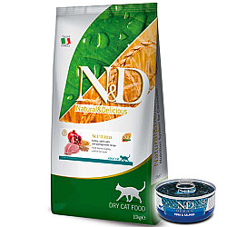 ND Düşük Tahıllı Hindi ve Narlı Kısırlaştırılmış Kedi Maması 10 Kg + ND Konserve 70 Gr - N&D