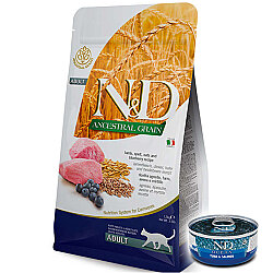 ND Düşük Tahıllı Kuzu Yaban Mersini Kedi Maması 1,5 Kg + ND Ton ve Somon Konserve 70 Gr - N&D