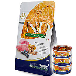ND Düşük Tahıllı Kuzu Yaban Mersini Kedi Maması 10 Kg + 3 Adet ND Konserve 70 Gr - N&D