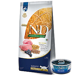 ND Düşük Tahıllı Kuzu Yaban Mersini Kısırlaştırılmış Kedi Maması 10 Kg + ND Konserve 70 Gr - 1
