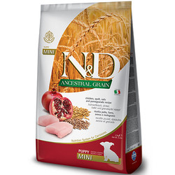 N&D (Naturel&Delicious) - ND Düşük Tahıllı Puppy Mini Tavuk Nar Küçük Irk Yavru Köpek Maması 2,5 Kg + Temizlik Mendili