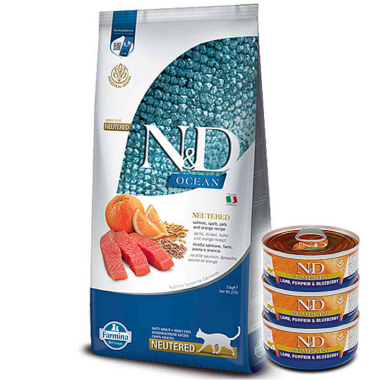 ND Düşük Tahıllı Somon ve Portakal Kısırlaştırılmış Kedi Maması 10 Kg + 3 Adet ND Konserve 70 Gr - 1