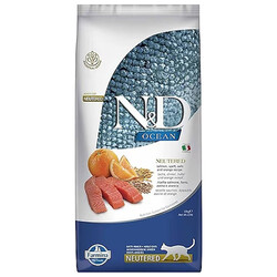 N&D (Naturel&Delicious) - ND Düşük Tahıllı Somon Portakal Kısırlaştırılmış Kedi Maması 10 Kg + 4 Adet Temizlik Mendili