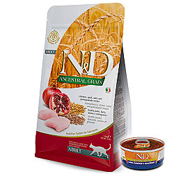 ND Düşük Tahıllı Tavuk ve Nar Kedi Maması 1,5 Kg + ND Konserve 70 Gr - N&D