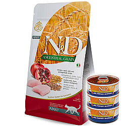 ND Düşük Tahıllı Tavuk ve Nar Kedi Maması 10 Kg + 3 Adet ND Konserve 70 Gr - N&D