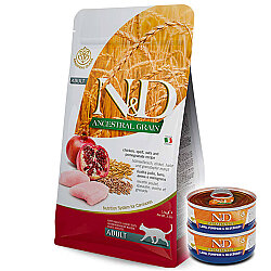 ND Düşük Tahıllı Tavuk ve Narlı Kedi Maması 5 Kg + 2 Adet ND Konserve 70 Gr - N&D