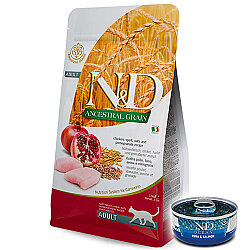 ND Düşük Tahıllı Tavuk ve Narlı Kedi Maması 5 Kg + ND Konserve 70 Gr - N&D