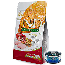 ND Düşük Tahıllı Tavuk ve Nar Kısırlaştırılmış Kedi Maması 1,5 Kg + ND Ton ve Somon Konserve 70 Gr - N&D