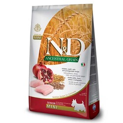 N&D (Naturel&Delicious) - ND Düşük Tahıllı Tavuk Nar Yaşlı Mini ve Orta Irk Köpek Maması 2,5 Kg + Temizlik Mendili