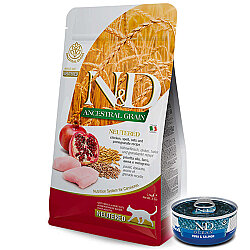 ND Düşük Tahıllı Tavuk ve Nar Kısırlaştırılmış Kedi Maması 10 Kg + ND Konserve 70 Gr - N&D