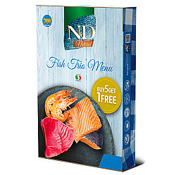 ND Fish Trio Menu Tuna, Somon ve Karides Kedi Konservesi 70 Gr - 6 Al 5 Öde - 3