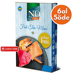 ND Fish Trio Menu Tuna, Somon ve Karides Kedi Konservesi 70 Gr - 6 Al 5 Öde - N&D