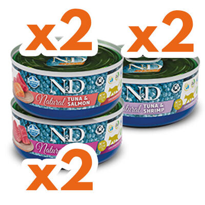 ND Fish Trio Menu Tuna, Somon ve Karides Kedi Konservesi 70 Gr - 6 Al 5 Öde - 2