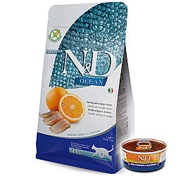 ND Ocean Tahılsız Balık Portakal Kedi Maması 1,5 Kg + ND Konserve 70 Gr - N&D