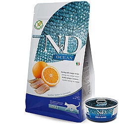 ND Ocean Tahılsız Balık Portakal Kedi Maması 1,5 Kg + ND Konserve 70 Gr - N&D