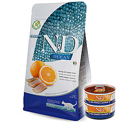 ND Ocean Tahılsız Balıklı ve Portakallı Kedi Maması 5 Kg + 2 Adet ND Konserve 70 Gr - N&D