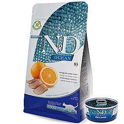 ND Ocean Tahılsız Balıklı ve Portakallı Kedi Maması 5 Kg + ND Konserve 70 Gr - N&D