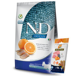 ND Ocean Tahılsız Balık Portakal Küçük Irk Köpek Maması 2,5 Kg + ND Dental Köpek Ödülü - N&D