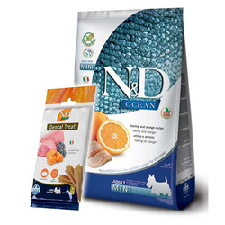 N&D (Naturel&Delicious) - ND Ocean Tahılsız Balık Portakal Küçük Irk Köpek Maması 2,5 Kg + ND Dental Köpek Ödülü