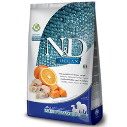 N&D (Naturel&Delicious) - ND Ocean Tahılsız Balkabaklı Balıklı Medium Maxi Köpek Maması 12 Kg + 4 Adet Temizlik Mendili