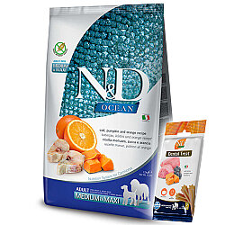 ND Ocean Tahılsız Balkabaklı Balıklı Medium Maxi Köpek Maması 2,5 Kg + ND Köpek Ödülü - N&D