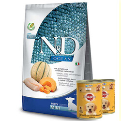 N&D (Naturel&Delicious) - ND Ocean Tahılsız Balkabak Morina Küçük Irk Yavru Köpek Maması 7 Kg + 2 Adet Pedigree 400 Gr Konserve