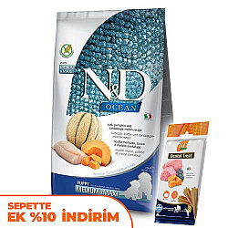 ND Ocean Tahılsız Balkabak M. Balık Medium Maxi Yavru Köpek Maması 12 Kg + ND Köpek Ödülü - N&D