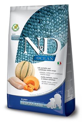 ND Ocean Tahılsız Balkabak M. Balık Medium Maxi Yavru Köpek Maması 12 Kg + 4 Adet Temizlik Mendili