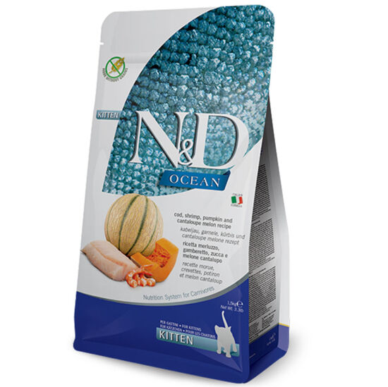 ND Ocean Tahılsız Kitten Morina Balığı ve Karides Yavru Kedi Maması 1,5 Kg