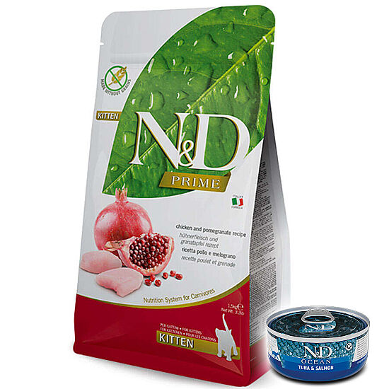ND Prime Tahılsız Kitten Tavuk Nar Yavru Kedi Maması 5 Kg + ND Konserve 70 Gr - 1