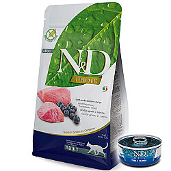 ND Prime Tahılsız Kuzu ve Yaban Mersini Kedi Maması 1,5 Kg + ND Ton ve Somon Konserve 70 Gr - N&D