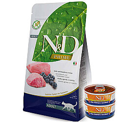ND Prime Tahılsız Kuzu ve Yaban Mersini Kedi Maması 5 Kg + 2 Adet ND Konserve 70 Gr - N&D
